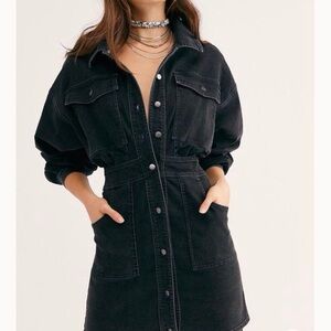 Free People Bo Denim Black Dress
